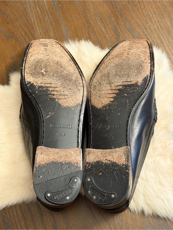 Bruno Magli Men 10.5US Horsebit Loafers Black Leather Italy Hand Made main image 5